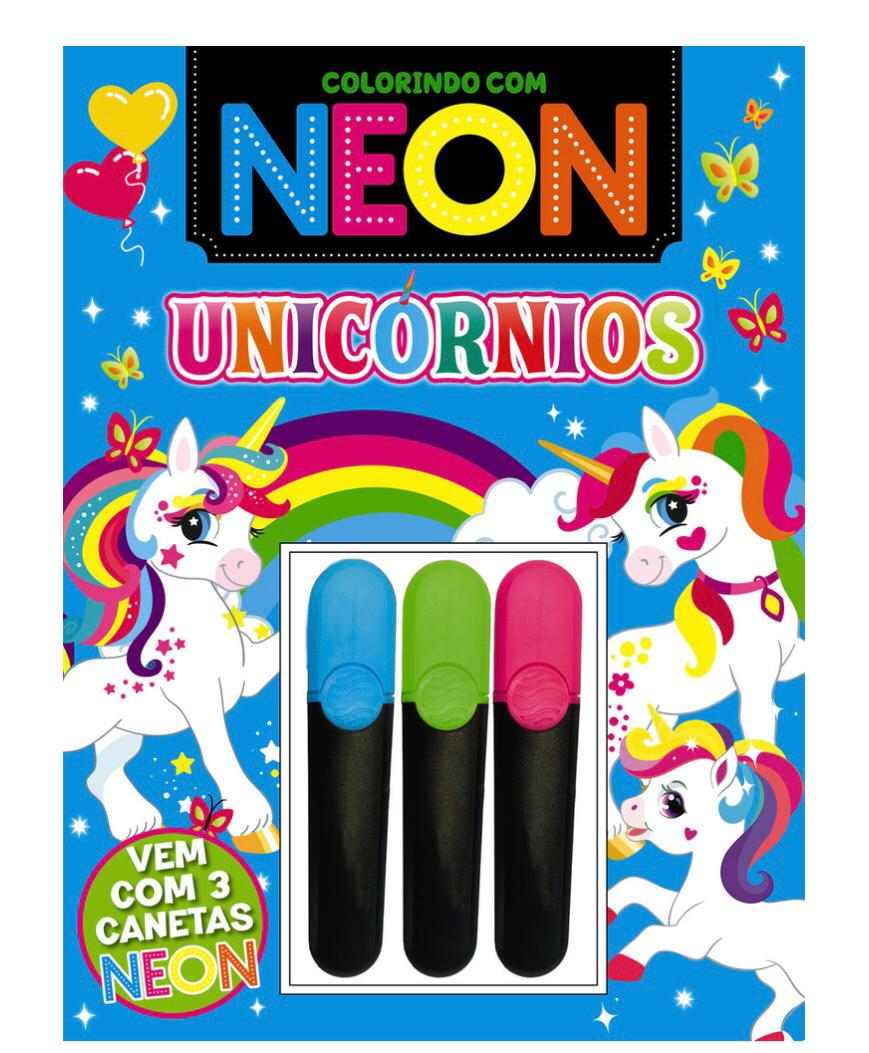 LIVRO COLORINDO COM NEON UNICORNIOS